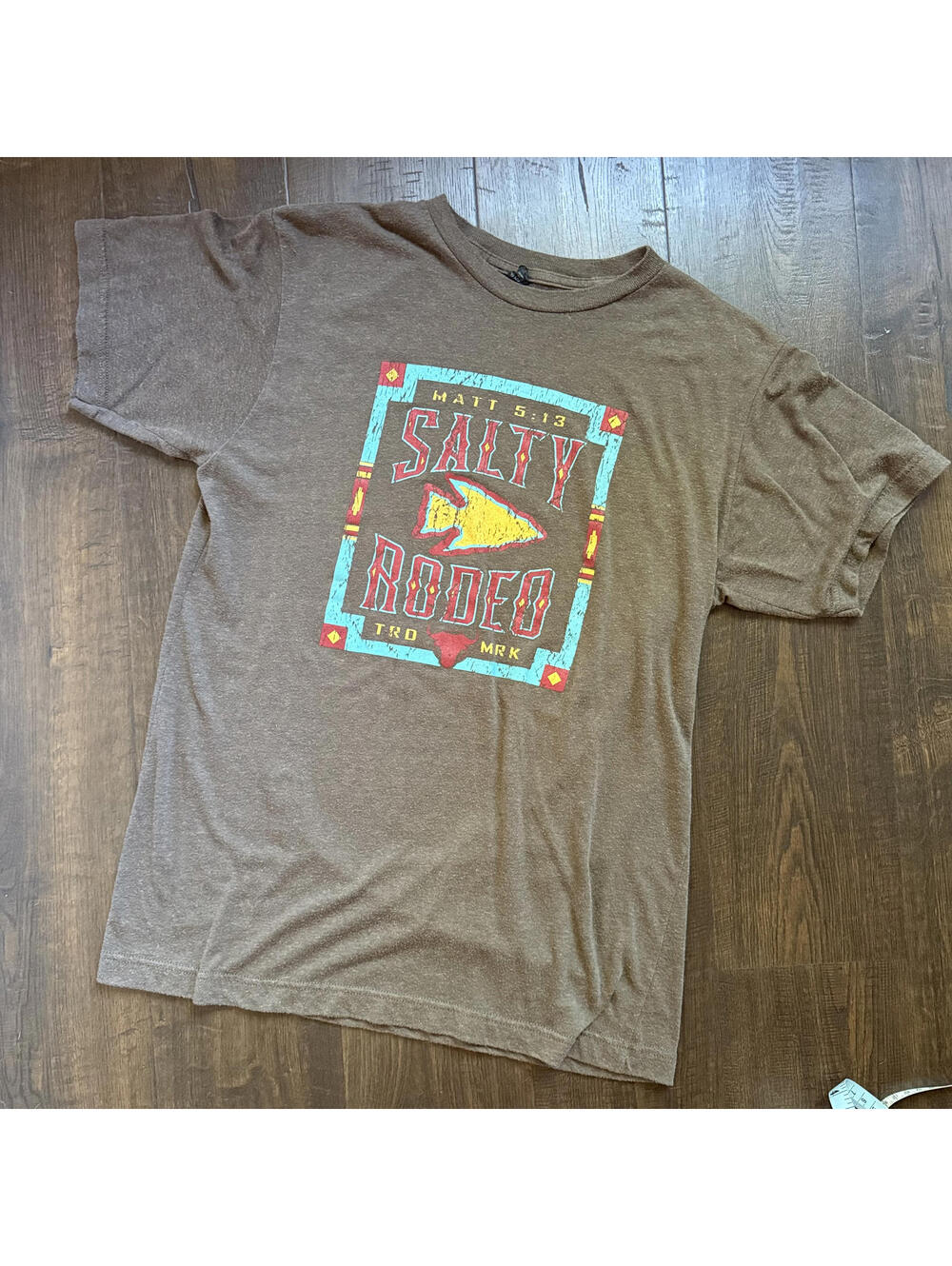 Women's Salty Rodeo Western T Shirt Sz M Cowgirl Southwestern Cowprint Native